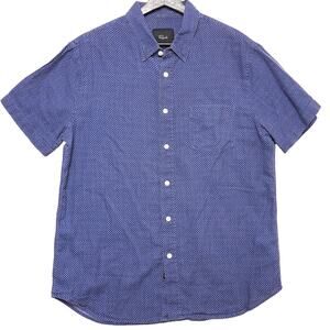 Rails Shirt Mens L Diamond Batik Short Sleeve Button Up Cotton Blue Marine‎
